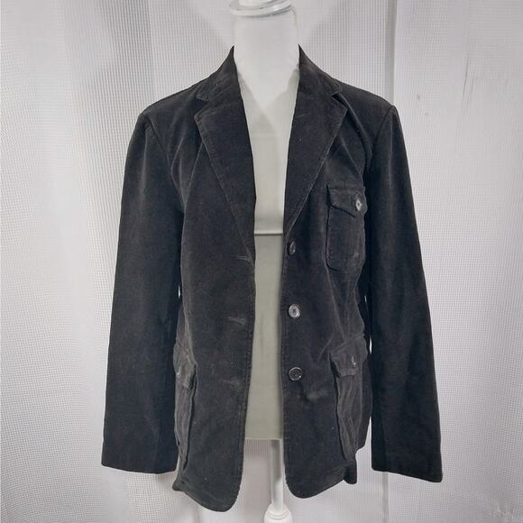 LANDS' END! ESPRESSO BROWN FINE WALE CORDUROY UTILITY STYLE JACKET BLAZER! SZ 16 - Picture 3 of 13